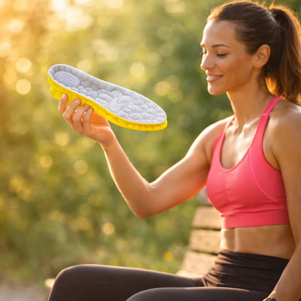 Velvtread cloud insoles for running held by athlete after workout